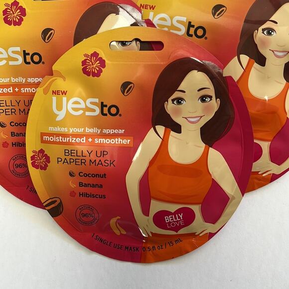 YesTo Belly Up Paper Mask Single Use Moisturize Lot of 10 Coconut Banana Hibiscu - Picture 3 of 5